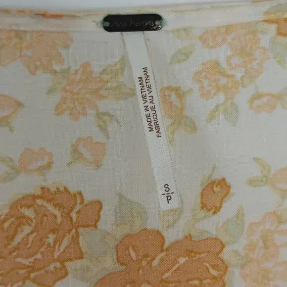 Free People Floral Tunic Top Size Small Ruffles Pockets Feminine Boho Romantic - Picture 10 of 13